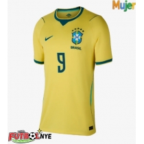 Camiseta Brasil Matheus Cunha #9 Primera Equipación para mujer Mundial 2026 manga corta